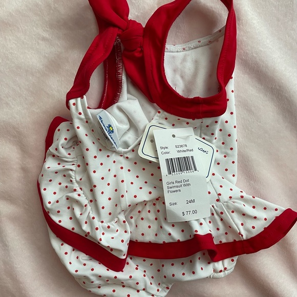 Un-worn NWT Girls Florence Eiseman red ruffle bathing suit 12 months - Picture 2 of 3